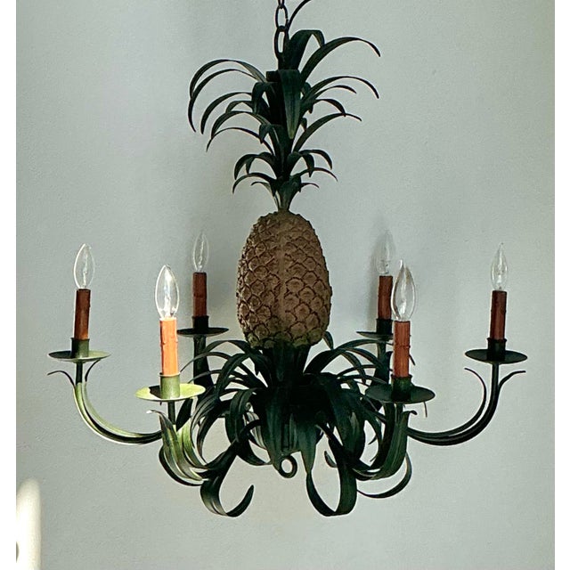 Vintage Tole Pineapple Chandelier For Sale - Image 11 of 12