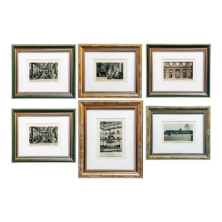 Early 20th Century Curated Parisian Architecture & History Framed Postcard Collection - Set of 6 For Sale