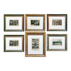 Early 20th Century Curated Parisian Architecture & History Framed Postcard Collection - Set of 6