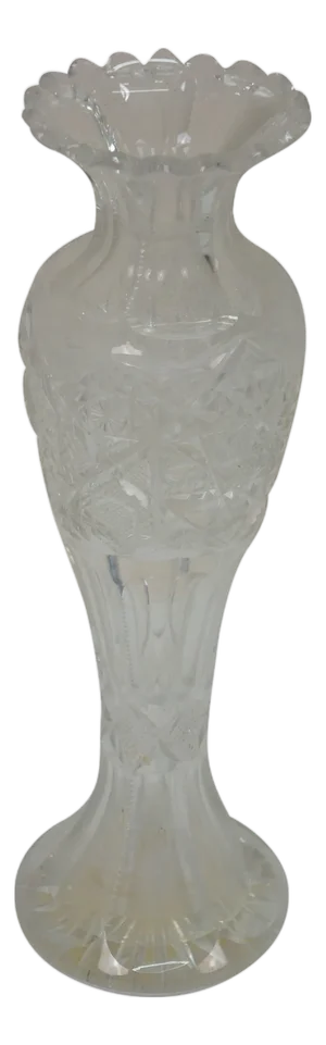 Antique American Brilliant Cut Glass Crystal Stars Mantel Bud Flower Vase 12"