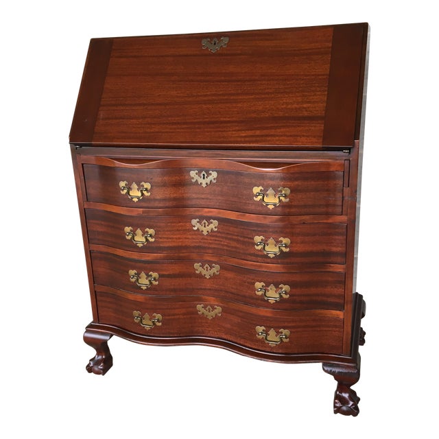 Maddox Solid Mahogany Serpentine Slant Front Ball & Claw Writing Desk