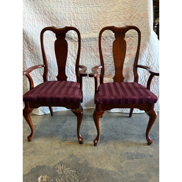 1990s Queen Anne Solid Cherry Dining Chairs by Cresent Furniture – Nashville, Tn For Sale - Image 4 of 10