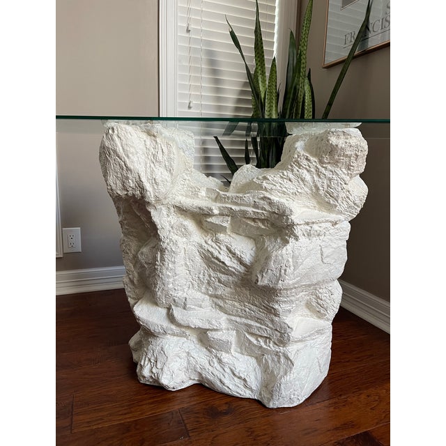 Vintage Postmodern Sirmos Plaster Faux Rock Console Table For Sale In Houston - Image 6 of 10