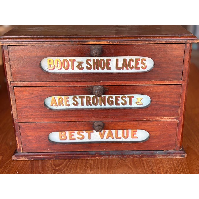 Antique Paton’s Boot & Shoe Lace Countertop Display Edwardian Era With Glass Signs For Sale In Seattle - Image 6 of 18
