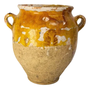 French Terracotta Confit Pot with Yellow Glaze, Late 19th Century