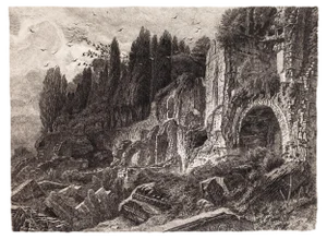 Cesare Biseo, Rome, Palatine Hill, Etching and Dry-Point, 1898