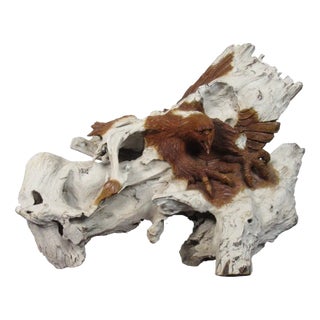 Handcrafted Fossil Root Wood Sculpture of Eagle, Thailand, 20th Century For Sale