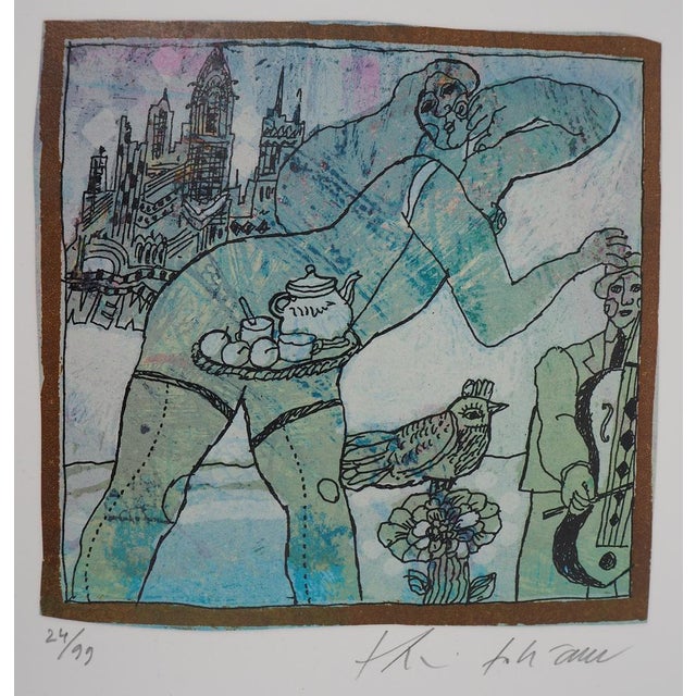 Theo Tobiasse, The Manhattan Couple, Original Lithograph For Sale - Image 9 of 9