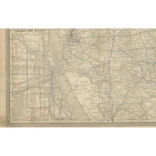 Antique Map of Illinois Railroads and Cities and Counties, 1888 For Sale - Image 3 of 10