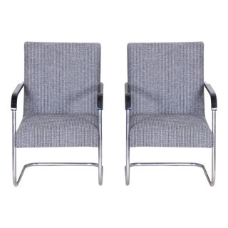 Grey Tubular Lounge Chairs by Anton Lorenz, 1930s, Set of 2 For Sale