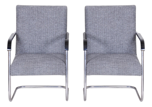 Grey Tubular Lounge Chairs by Anton Lorenz, 1930s, Set of 2