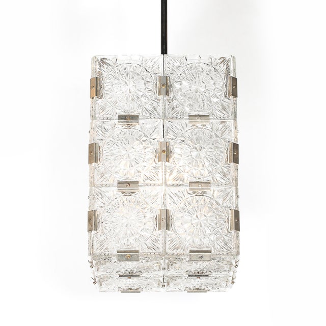 Pair of Mid-Century Rectangular Faceted Cut Crystal Pendants by Kinkeldey For Sale - Image 11 of 18