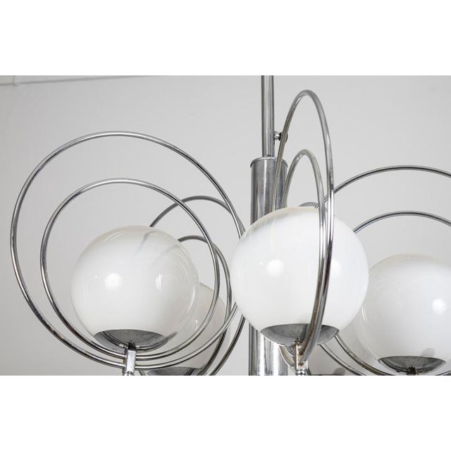 Italian Chrome and Murano Glass Sphere Chandeliers, 1970, Set of 2 For Sale - Image 7 of 15