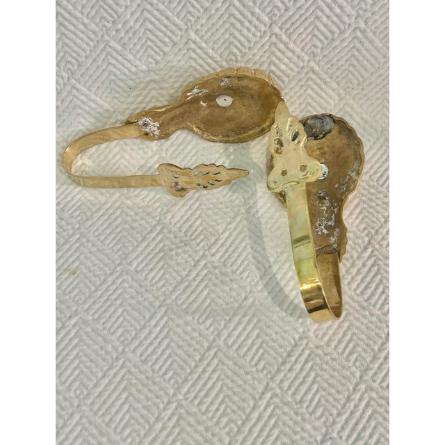 Pair Vintage Solid Brass Shell Hollywood Regency Curtain Tiebacks For Sale In New Orleans - Image 6 of 6