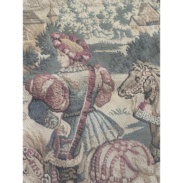 1950s Mid-Century French Jacquard Tapestry with Noble or Princely Hunt Scene, 1950s For Sale - Image 5 of 18