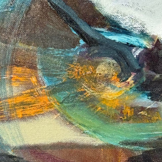 This exceptional, large scale abstract original oil painting on fine art canvas is titled "Ocean Echo" by listed American...