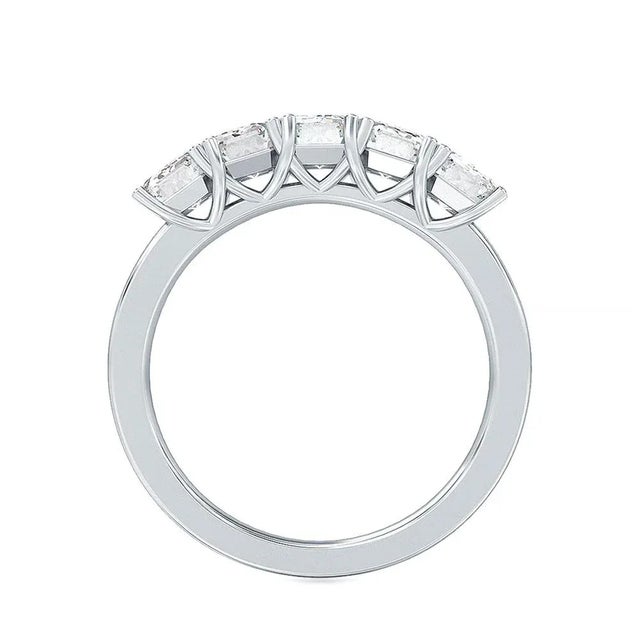 Contemporary Marise Petite Emerald Cut Half Eternity Band - Size 7 For Sale - Image 3 of 4