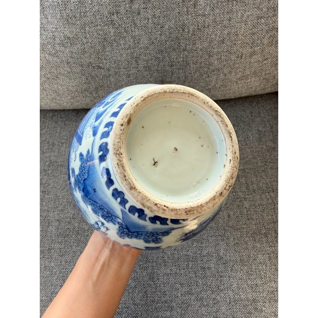Important 17th Century Chinese Blue and White Figural Vase – Transitional Period – Scholars in Landscape – Rare Antique For Sale In Dallas - Image 6 of 10