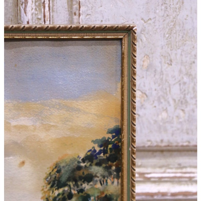 Mid-Century Pair of European Landscape Watercolors Signed Walch, Framed For Sale - Image 17 of 18