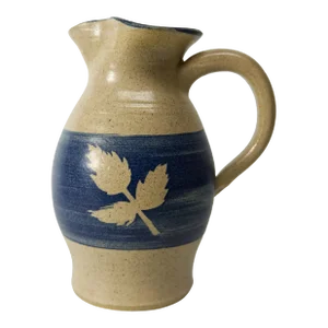 1986 Studio Pottery Leaf Motif Pitcher Signed Wind River