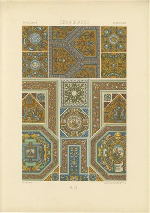 Firmin-Didot Frères, Renaissance Ceiling Design, Plate LX, 1869, Print