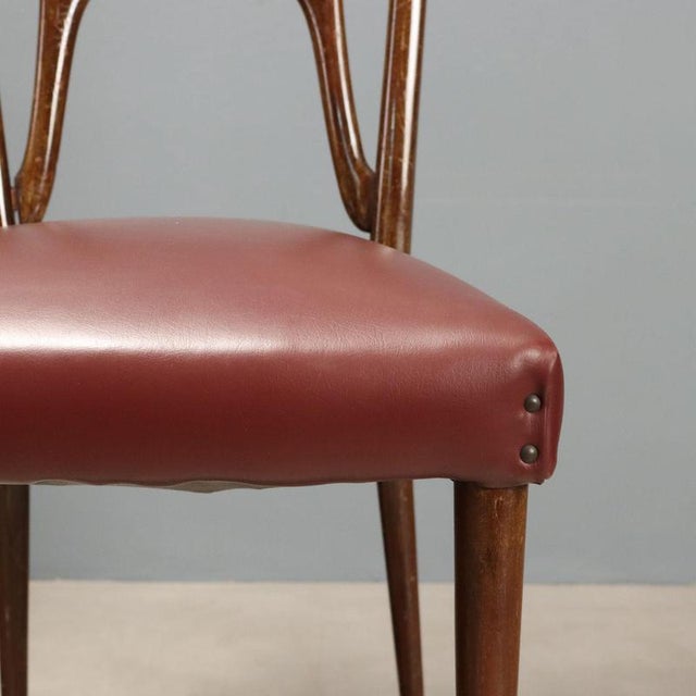 Mid 20th Century Mid-Century Chairs with Bordeaux Seats, 1950s, Set 6 For Sale - Image 5 of 9