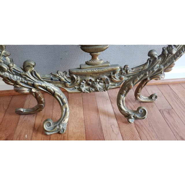 French Antique French Louis XV Cast Brass Fire Screen, Circa 1880 For Sale - Image 3 of 11