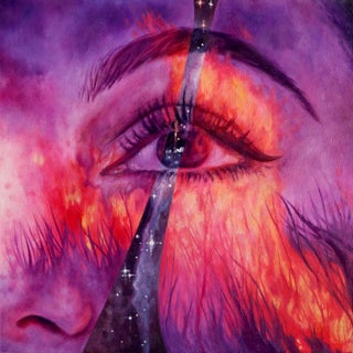 Silver Cord by Amanda Seckington | Oil on panel Portrait of a woman's eye with cosmic elements. For Sale