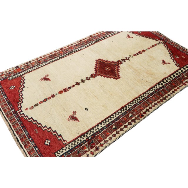 Rug & Kilim Antique Gabbeh Persian Tribal Rug, Beige With Geometric Medallion - Rug & Kilim For Sale - Image 4 of 8