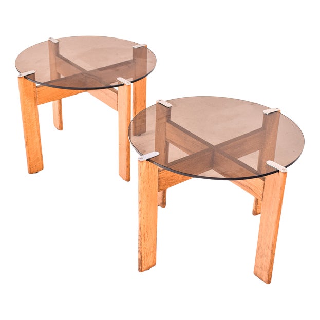 Portuguese Side Tables in Oak, 1980s, Set of 2 For Sale