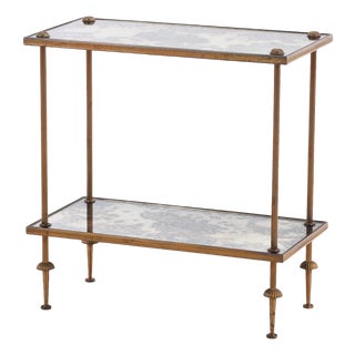 A French Brass and Glass Two-Tier Table, C. 1950. For Sale