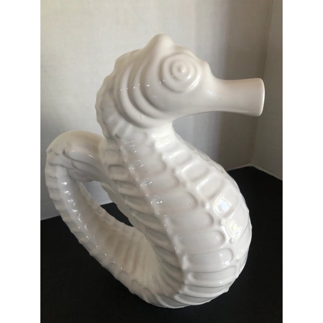 Ceramic White Glazed Ceramic Seahorse Pitcher by Sanor Cerámica Portugal For Sale - Image 7 of 10