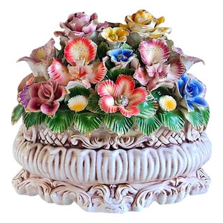 Vintage Italian Capodimonte-Style Porcelain Floral Centerpiece For Sale