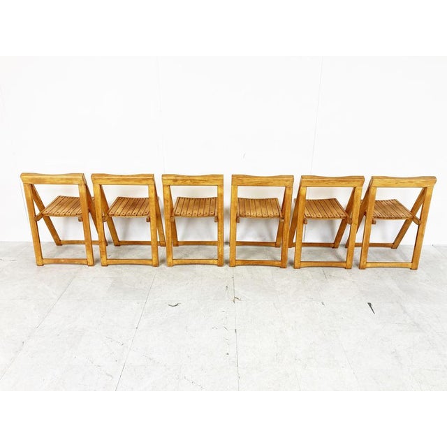 Brown Vintage Wooden Folding Chairs, 1960s, Set of 6 For Sale - Image 8 of 11