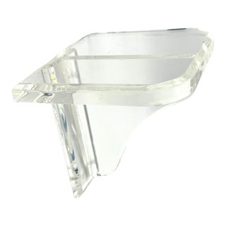 1970s Vintage Thick Beveled Lucite Sculptural Wall Shelf For Sale