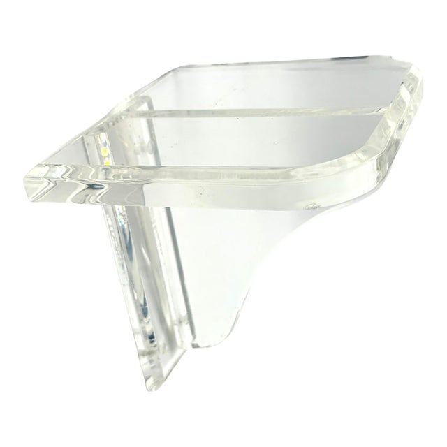 1970s Vintage Thick Beveled Lucite Sculptural Wall Shelf For Sale