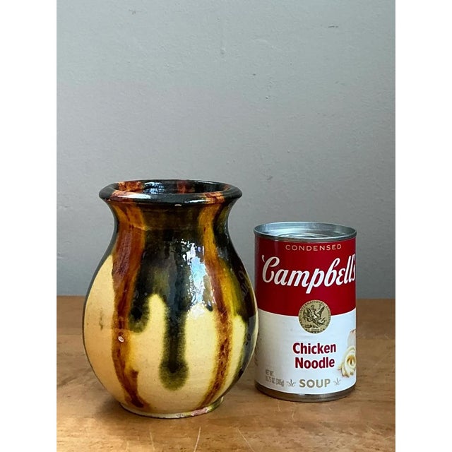 Vintage Drip Glaze Ceramic Vase For Sale - Image 10 of 12