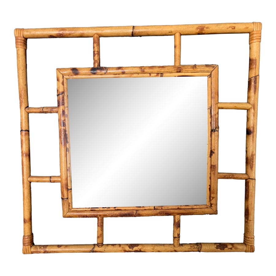 Vintage Tortoise Bamboo Mirror | Chairish