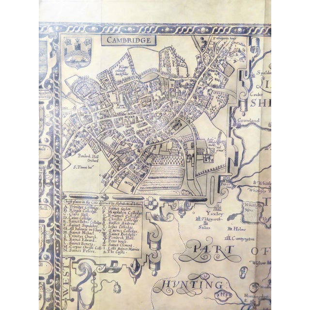 Gothic Vintage John Speed 1616 Reproduction Map of Cambridge For Sale - Image 3 of 5