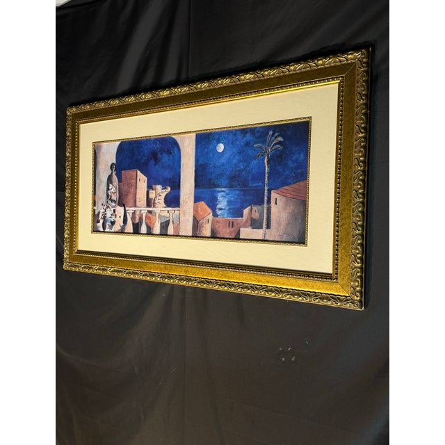 Mediterranean Coastal Framed Wall Art 45x25 Ornate Gold Frame Home Decor For Sale - Image 4 of 9