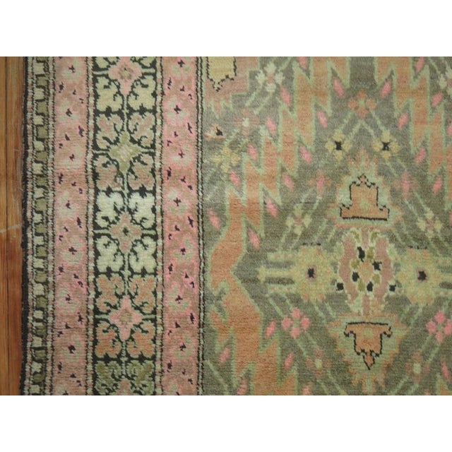 Zabihi Collection Pink and Green Vintage Karabagh Runner - 3'8" x 10'7" For Sale In New York - Image 6 of 9