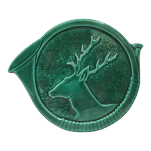 Mid-Century French Green Majolica Deer Trivet Vallauris