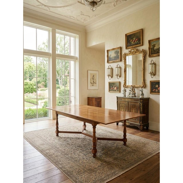 Bring timeless mid-century craftsmanship into your home with this stunning 1970s Ethan Allen solid maple draw-leaf dining...