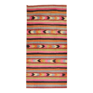 Bright Vintage Kilim Wide Runner - 4'10" x 10'6" For Sale