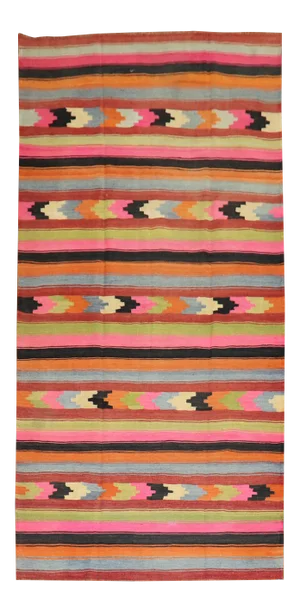 Bright Vintage Kilim Wide Runner, 4'9'' X 10'6''
