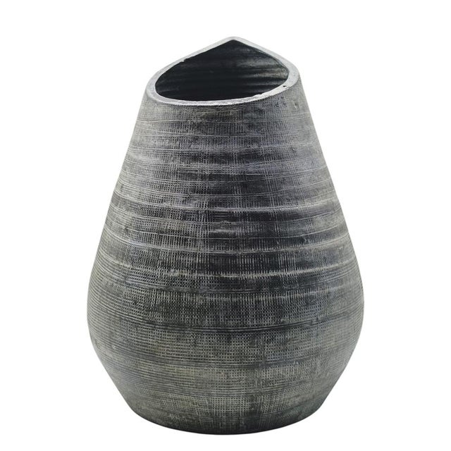 Mid-Century Modern Vase with Organic Shape and Anthracite Textured Finish, Italy, 1970s For Sale - Image 3 of 9