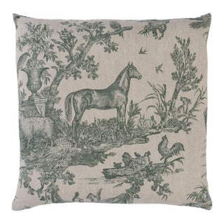 Schumacher Western Toile Pillow In Forest For Sale