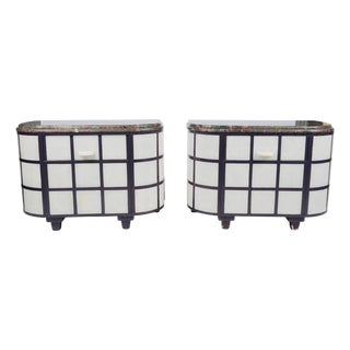Late 20th Century Pair of Art Deco Revival Stone Top Nightstands From the Glorya Kaufman Collection, Attributed For Sale