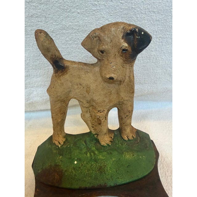 Metal 1930s Cast Iron Adorable JRT Small Dog Feeder For Sale - Image 7 of 9