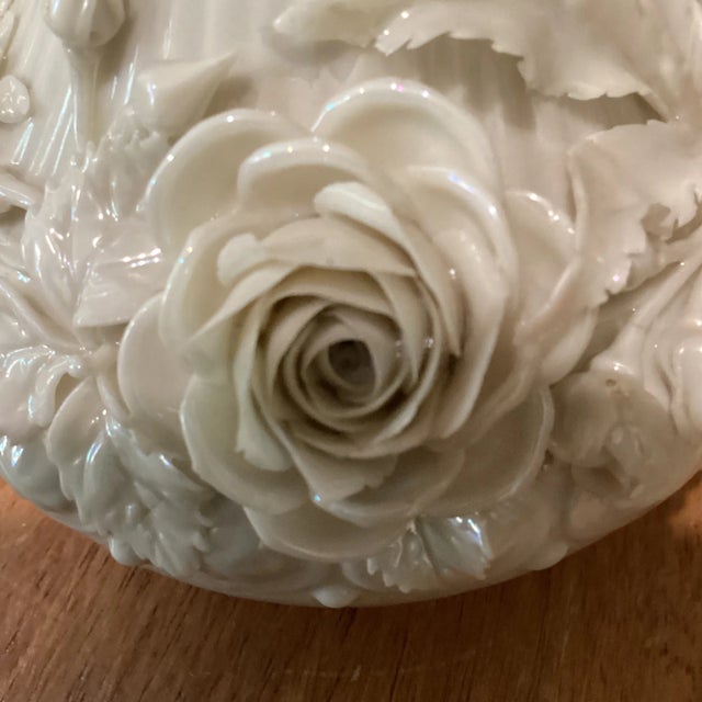 Antique Original Belleek Encrusted Porcelain Aberdeen Jug/Pitcher Black Mark (1891-1926) For Sale - Image 10 of 12